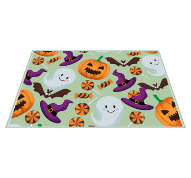 Tecknade spöken och med hattmönster halloween bordsmattor - Tenstickers