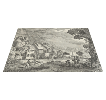 Vintage landskap scen bordstabletter original - Tenstickers