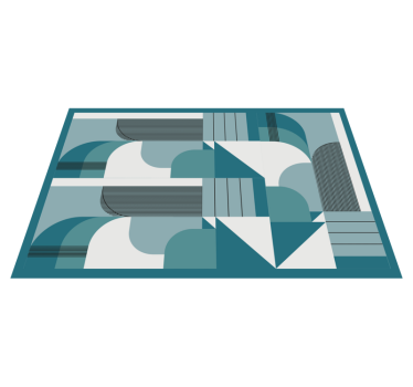 Bordstabletter modernt geometriska teal mönster - Tenstickers