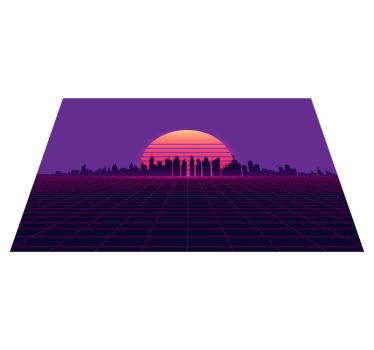 Vaporwave solnedgång 80-tals original vinylunderlägg - Tenstickers