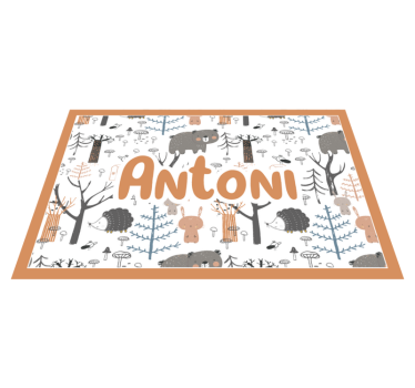 Skandinavisk skog med djur barn bordsmatta - Tenstickers