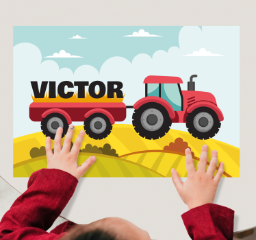 Färgglada traktor och namn personliga bordsmattor - Tenstickers