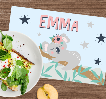 Söt koala för tjej med namn barnbordsmatta - Tenstickers