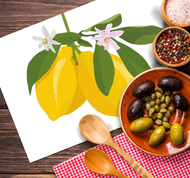 Blommig citron bordsmatta - Tenstickers