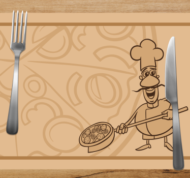 Bordstabletter barnen chef håller pizza - Tenstickers