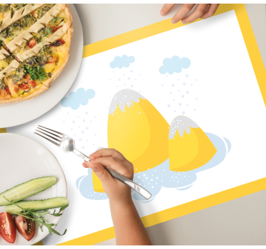 Bordstabletter barnen med gul bergillustration - Tenstickers