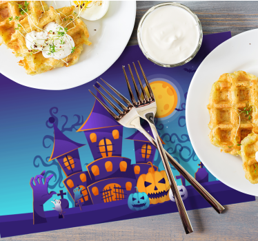 Bordstabletter halloween spökligt slott motiv - Tenstickers