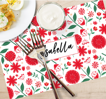 Bordstabletter med namn floral namn konst - Tenstickers