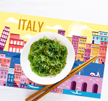 Bordstabletter med namn vibrant italiensk stadssilhuett - Tenstickers