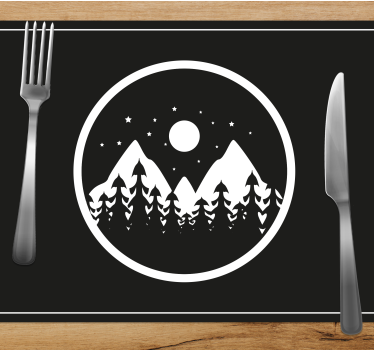 Bordstabletter modernt bergslandskap cirkel - Tenstickers