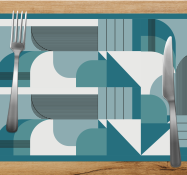 Bordstabletter modernt geometriska teal mönster - Tenstickers