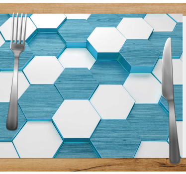 Bordstabletter modernt hexagonalt blått mönster - Tenstickers
