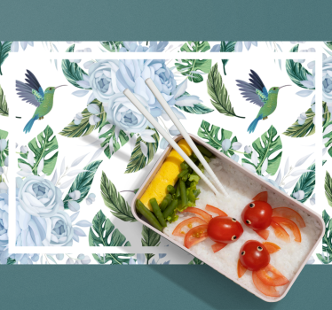 Bordstabletter modernt med blommig kolibri mönster - Tenstickers