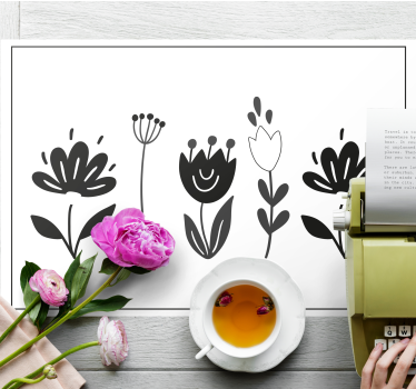 Bordstabletter original floral linjekonst - Tenstickers