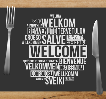 Bordstabletter texter välkommen flerspråkig design - Tenstickers