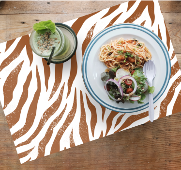 Brun zebra djur tryck original vinyl bordstabletter - Tenstickers