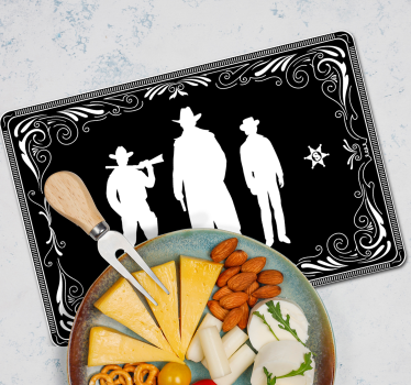 Cowboy och hästar mönster svart vinyl bordstabletter - Tenstickers
