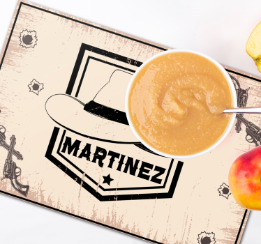Cowboyhatt med namnnamn vinyl bordstabletter - Tenstickers