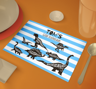 Dinosaurier med namn personliga bordsmattor - Tenstickers