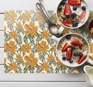 Gula tropiska blommor texturerade vinyl bordstabletter - Tenstickers