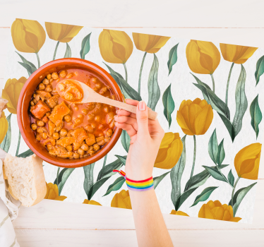 Gula tulpaner oljemålning elegant bordstabletter - Tenstickers