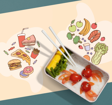 Hälsosam och skräpmat barnbordsmatta - Tenstickers