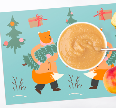 Jul bordstabletter festlig räv bärande träd - Tenstickers