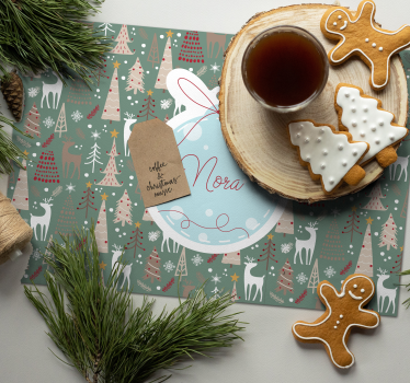 Jul skog mönster xmas bordstabletter - Tenstickers