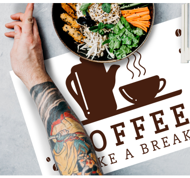 Kaffe koncept på vit bakgrund restaurang vinyl bordstabletter - Tenstickers