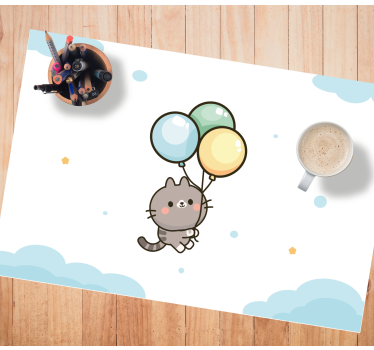 Katt och ballonger barn matta - Tenstickers
