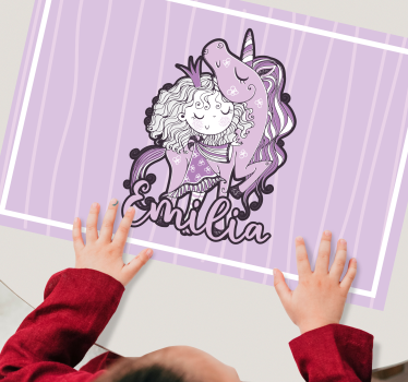 Konstnärlig prinsessa med en enhörningsmatta för barn - Tenstickers