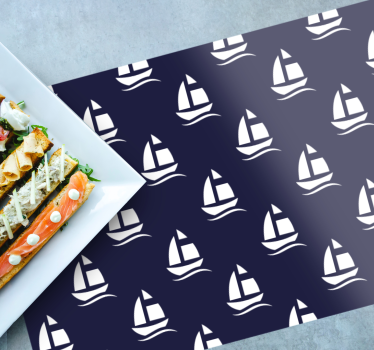 Marinblå nautiska mönster original bordstabletter - Tenstickers