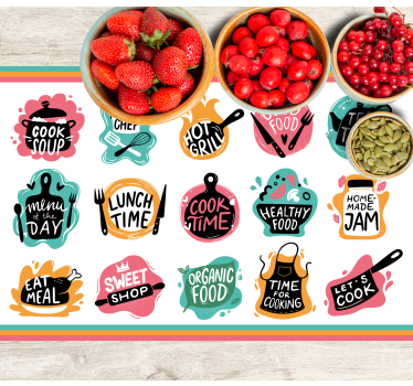 Matlagning mat kök emblem logotyper hem vinyl bordstabletter - Tenstickers