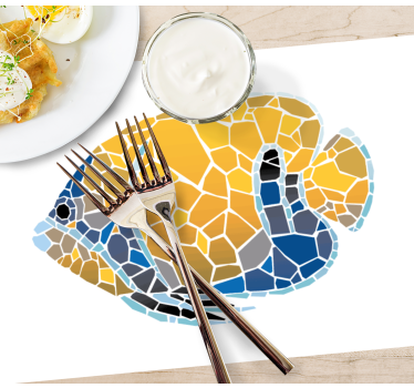 Mosaik fisk illustration bordstabletter original - Tenstickers