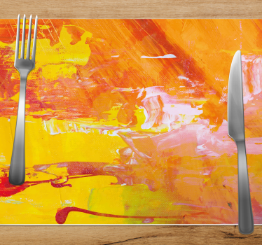 Orange färgglad abstrakt design restaurang vinyl bordstabletter - Tenstickers