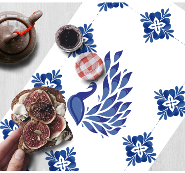 Peacock floral motif bordstabletter original - Tenstickers