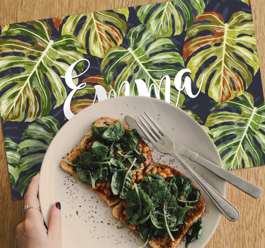 Personliga monstera blommor vinyl bordstabletter - Tenstickers