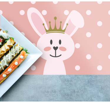 Prinsessan kanin med krona barn matta - Tenstickers