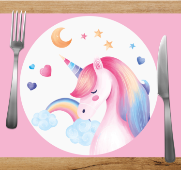 Rainbow unicorn barn bordsmatta - Tenstickers