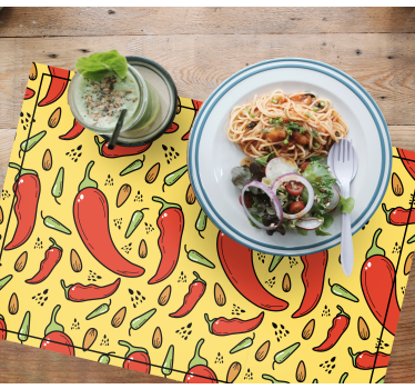 Röda chili mönster original vinyl bordstabletter - Tenstickers