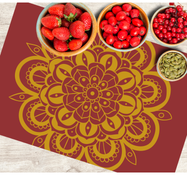 Röda och gula mandala eleganta bordsplattor - Tenstickers