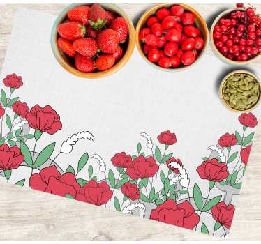 Röda ritade blommor original vinylplattformar - Tenstickers