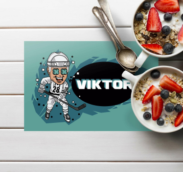 Rolig hockeyspelare med namn personliga bordsbordstabletter - Tenstickers