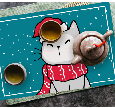 Rolig katt jul design julbordsmattor - Tenstickers