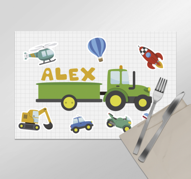 Olika tecknade transporter med namn - Tenstickers