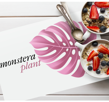 Rosa minimalistiska monstera citat vinyl bordstabletter - Tenstickers