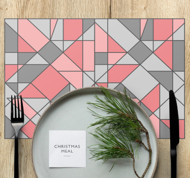 Rosa och grå triangel väggkonstmönster elegant bordstablett - Tenstickers