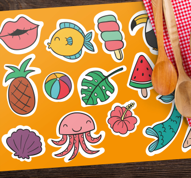 Sommar mat och djur barn matta - Tenstickers