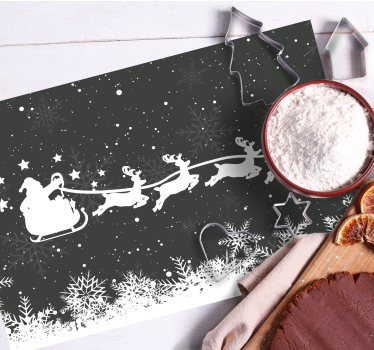 Svartvita tomtemattor med jultomte - Tenstickers