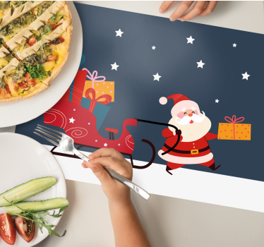 Tecknad släde med gåvor santa julbordsmattor - Tenstickers